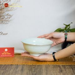 Tô Men Xanh Ngọc Hoa Cúc Kẻ Vàng