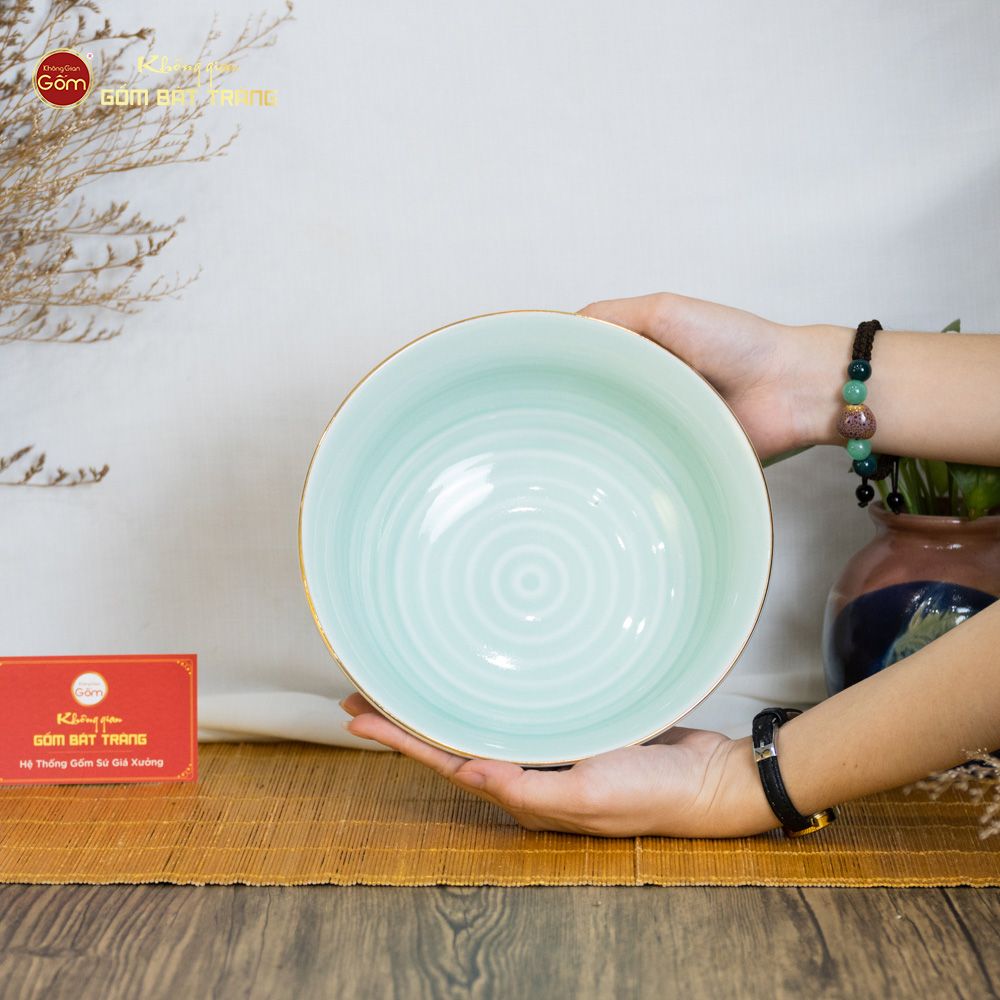 Tô Men Xanh Ngọc Hoa Cúc Kẻ Vàng