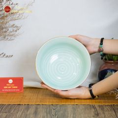 Tô Men Xanh Ngọc Hoa Cúc Kẻ Vàng