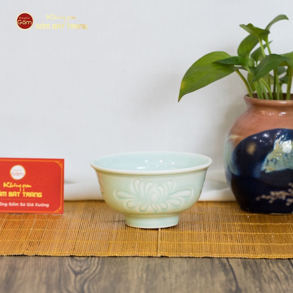 Bát Cơm Men Xanh Ngọc Vân Hoa Cúc