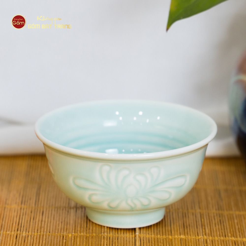 Bát Cơm Men Xanh Ngọc Vân Hoa Cúc