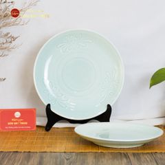 Đĩa Men Xanh Ngọc Vân Hoa Cúc