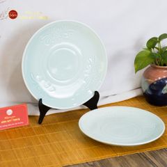 Đĩa Men Xanh Ngọc Vân Hoa Cúc