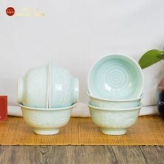 Bát Cơm Men Xanh Ngọc Vân Hoa Cúc
