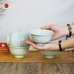 Bát Cơm Men Xanh Ngọc Vân Hoa Cúc