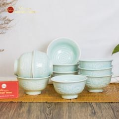 Bát Cơm Men Xanh Ngọc Vân Hoa Cúc