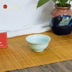 Bộ Bát Đĩa Men Xanh Ngọc Hoa Cúc Kẻ Nâu
