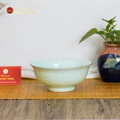 Tô Men Xanh Ngọc Vân Hoa Cúc Kẻ Nâu