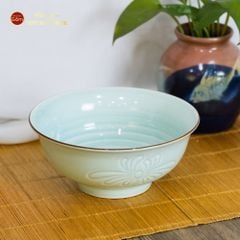 Tô Men Xanh Ngọc Vân Hoa Cúc Kẻ Nâu