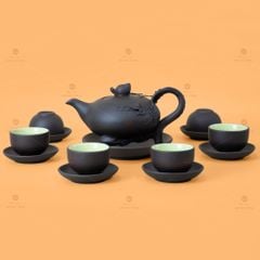 Bộ Ấm Trà Tử Sa Ba Chân Đắp Hoa