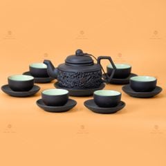 Bộ Ấm Trà Tử Sa Hoa Dây Đắp Nổi