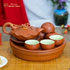 Bộ Ấm Trà Tử Sa Sen Vịt Khay Thủng