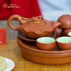 Bộ Ấm Trà Tử Sa Sen Vịt Khay Thủng