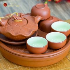 Bộ Ấm Trà Tử Sa Sen Vịt Khay Thủng