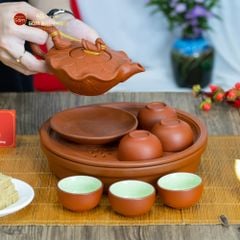 Bộ Ấm Trà Tử Sa Sen Vịt Khay Thủng
