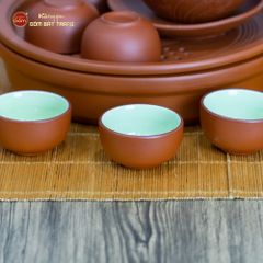 Bộ Ấm Trà Tử Sa Khắc Hoa Khay Thủng