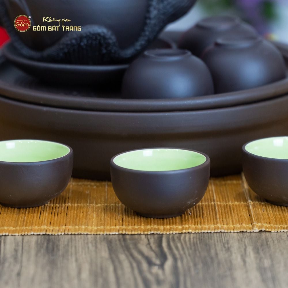 Bộ Ấm Trà Tử Sa Đắp Nổi Hoa Mẫu Đơn Khay Thủng