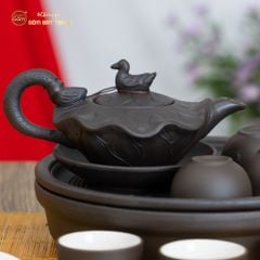 Bộ Ấm Trà Tử Sa Sen Vịt Khay Thủng