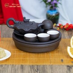 Bộ Ấm Trà Tử Sa Sen Vịt Khay Thủng