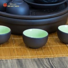 Bộ Ấm Trà Tử Sa Hoa Châm Khay Thủng