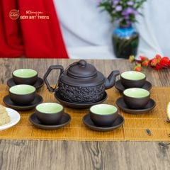 Bộ Ấm Trà Tử Sa Hoa Dây Đắp Nổi