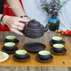Bộ Ấm Trà Tử Sa Hoa Dây Đắp Nổi
