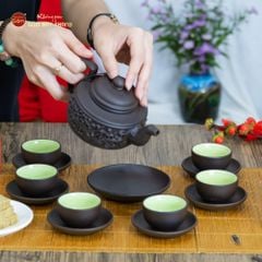 Bộ Ấm Trà Tử Sa Hoa Dây Đắp Nổi