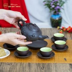 Bộ Ấm Trà Tử Sa Đắp Nổi Hoa Mai