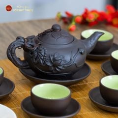 Bộ Ấm Trà Tử Sa Đắp Nổi Hoa Mai