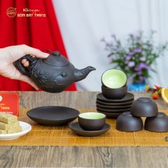 Bộ Ấm Trà Tử Sa Đắp Nổi Hoa Mai