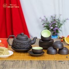 Bộ Ấm Trà Tử Sa Hoa Dây Đắp Nổi
