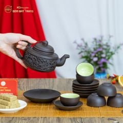 Bộ Ấm Trà Tử Sa Hoa Dây Đắp Nổi