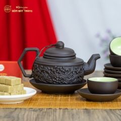 Bộ Ấm Trà Tử Sa Hoa Dây Đắp Nổi