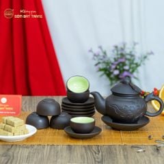 Bộ Ấm Trà Tử Sa Quai Rồng Tách Lót