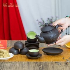 Bộ Ấm Trà Tử Sa Quai Rồng Tách Lót