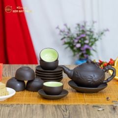 Bộ Ấm Trà Tử Sa Trúc Khắc Lá