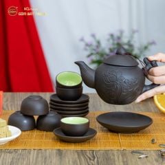 Bộ Ấm Trà Tử Sa Khắc Hoa Sen