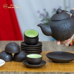 Bộ Ấm Trà Tử Sa Khắc Hoa Sen