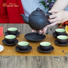 Bộ Ấm Trà Tử Sa Khắc Hoa Sen