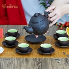 Bộ Ấm Trà Tử Sa Khắc Hoa Sen