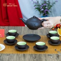 Bộ Ấm Trà Tử Sa Trúc Khắc Lá
