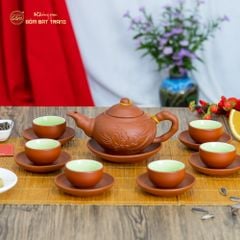 Bộ Ấm Trà Tử Sa Trúc Khắc Lá