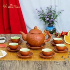Bộ Ấm Trà Tử Sa Khắc Hoa Sen
