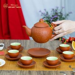 Bộ Ấm Trà Tử Sa Khắc Hoa Sen