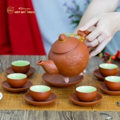 Bộ Ấm Trà Tử Sa Khắc Hoa Sen