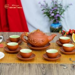 Bộ Ấm Trà Tử Sa Đắp Nổi Hoa Mai