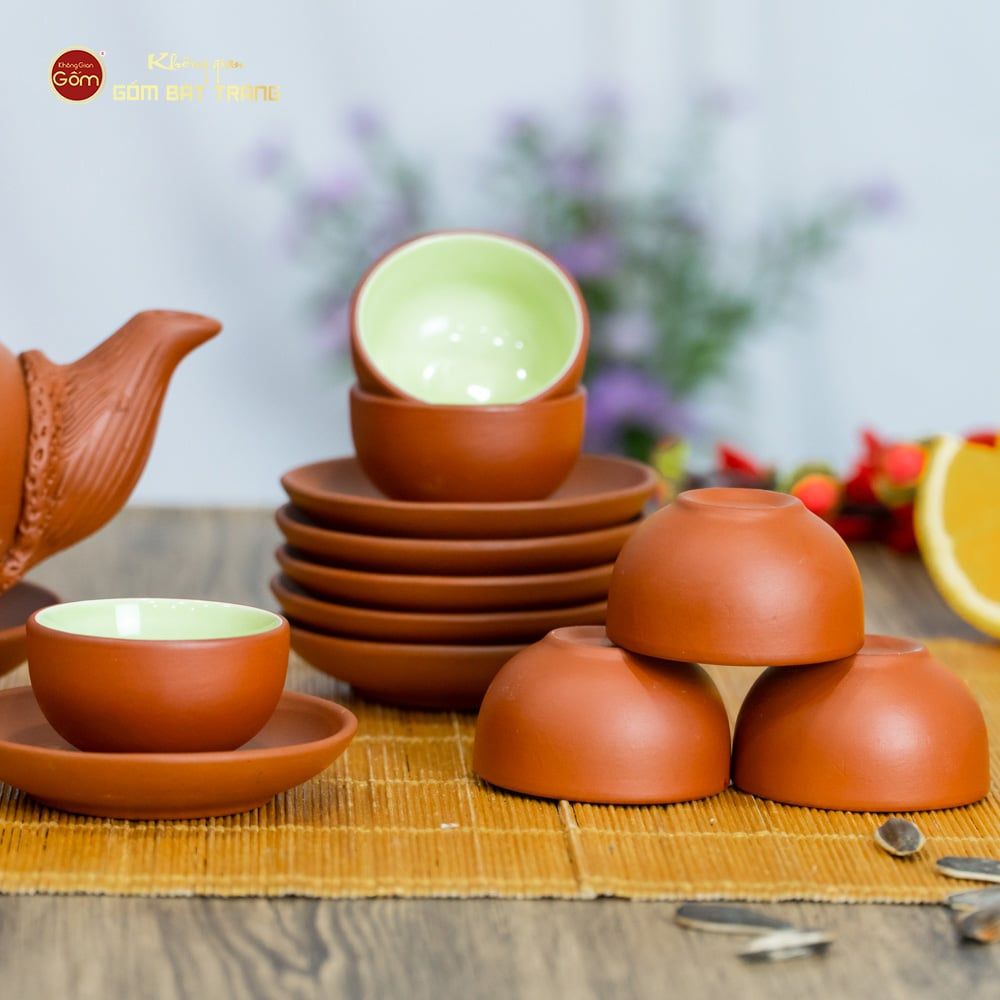 Bộ Ấm Trà Tử Sa Đắp Nổi Hoa Mẫu Đơn