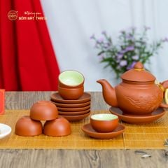 Bộ Ấm Trà Tử Sa Quai Rồng Tách Lót