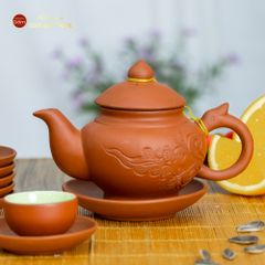 Bộ Ấm Trà Tử Sa Quai Rồng Tách Lót