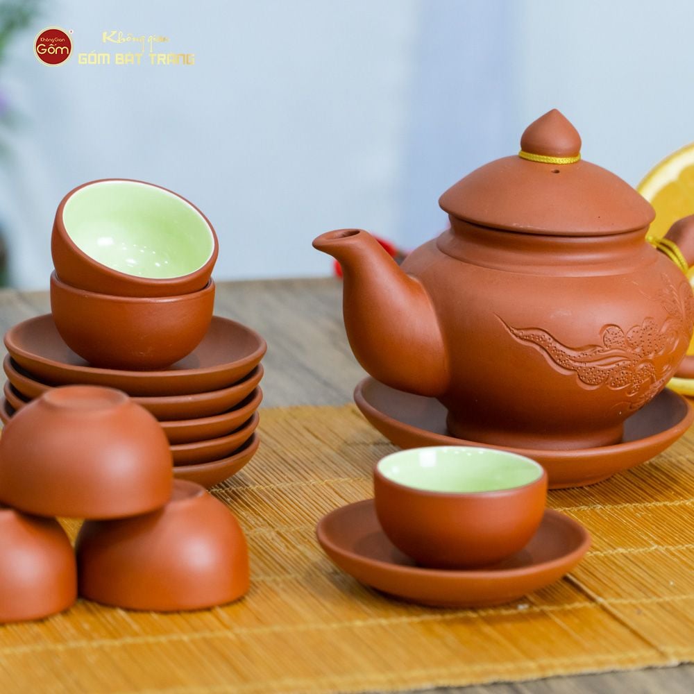 Bộ Ấm Trà Tử Sa Quai Rồng Tách Lót